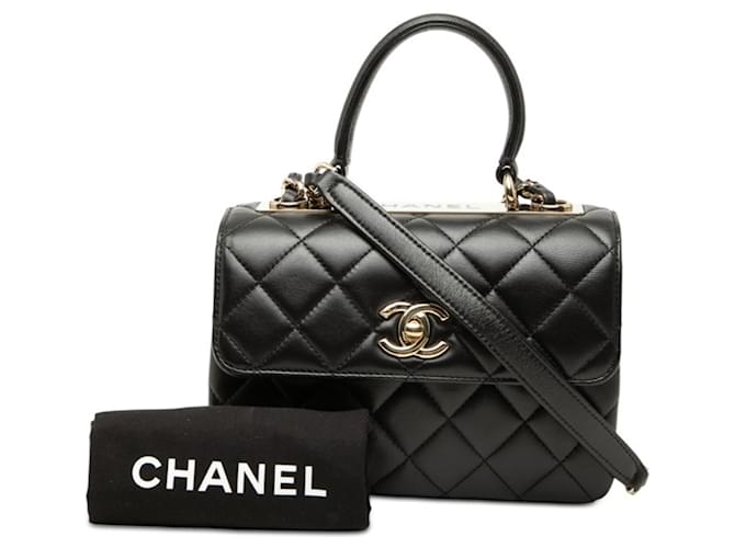 Borsa Chanel Matelassé Coco Mark Nero - vista 9