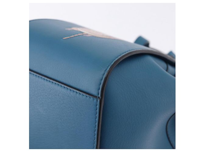 Borsa a mano Mini Hammock in pelle Collaborazione LOEWE Ghibli Navy Gold Auth 192072SM D'oro Blu navy - vista 16