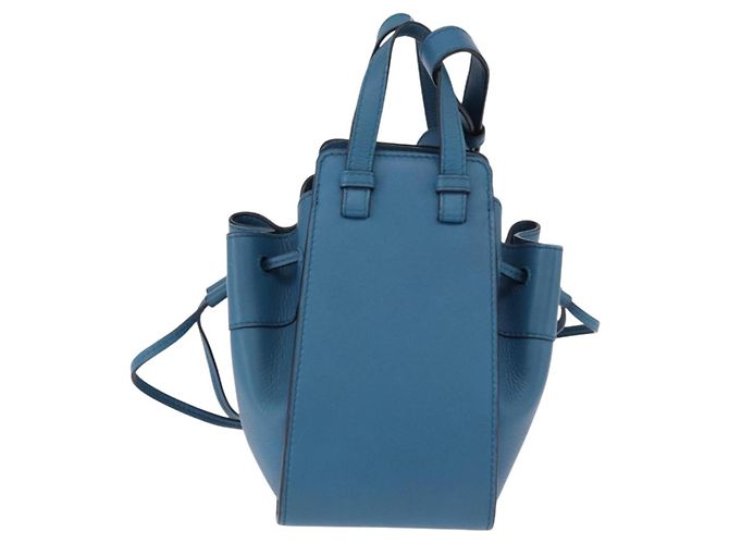 Borsa a mano Mini Hammock in pelle Collaborazione LOEWE Ghibli Navy Gold Auth 192072SM D'oro Blu navy - vista 2