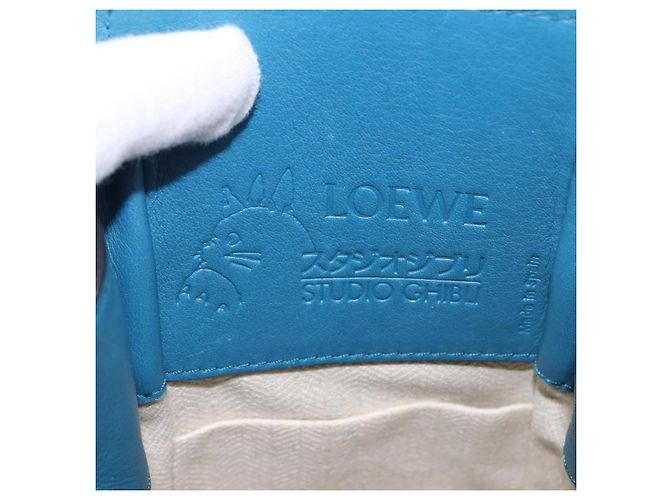 Borsa a mano Mini Hammock in pelle Collaborazione LOEWE Ghibli Navy Gold Auth 192072SM D'oro Blu navy - vista 21