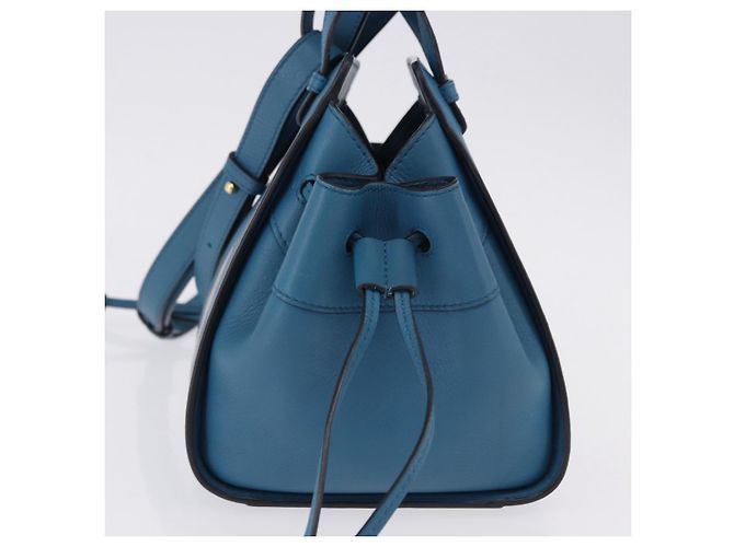 Borsa a mano Mini Hammock in pelle Collaborazione LOEWE Ghibli Navy Gold Auth 192072SM D'oro Blu navy - vista 3