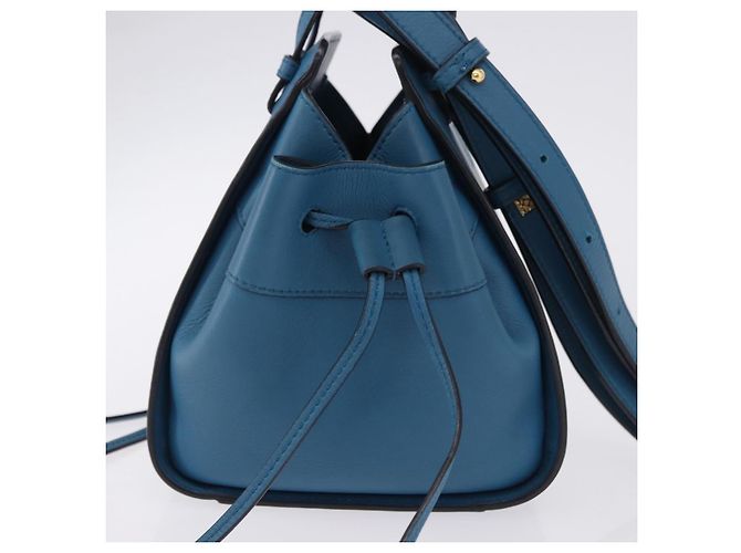 Borsa a mano Mini Hammock in pelle Collaborazione LOEWE Ghibli Navy Gold Auth 192072SM D'oro Blu navy - vista 4