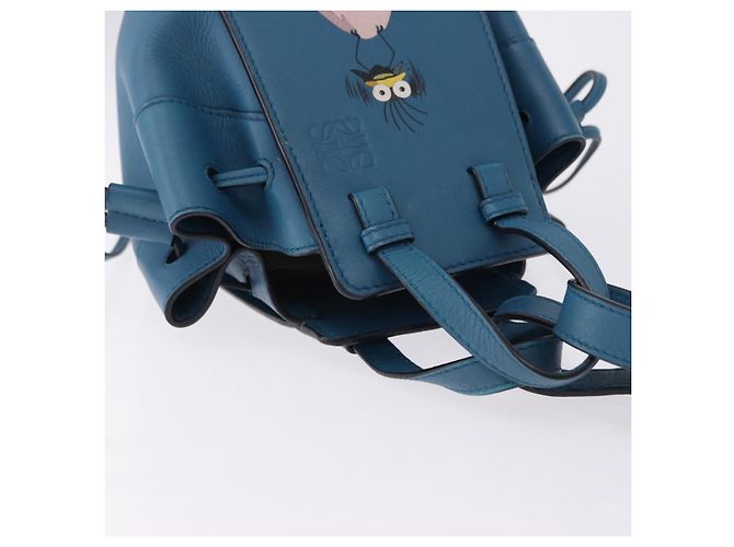 Borsa a mano Mini Hammock in pelle Collaborazione LOEWE Ghibli Navy Gold Auth 192072SM D'oro Blu navy - vista 6