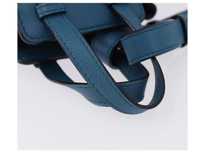 Borsa a mano Mini Hammock in pelle Collaborazione LOEWE Ghibli Navy Gold Auth 192072SM D'oro Blu navy - vista 7