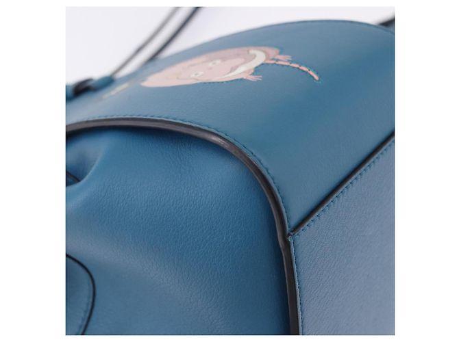 Borsa a mano Mini Hammock in pelle Collaborazione LOEWE Ghibli Navy Gold Auth 192072SM D'oro Blu navy - vista 9