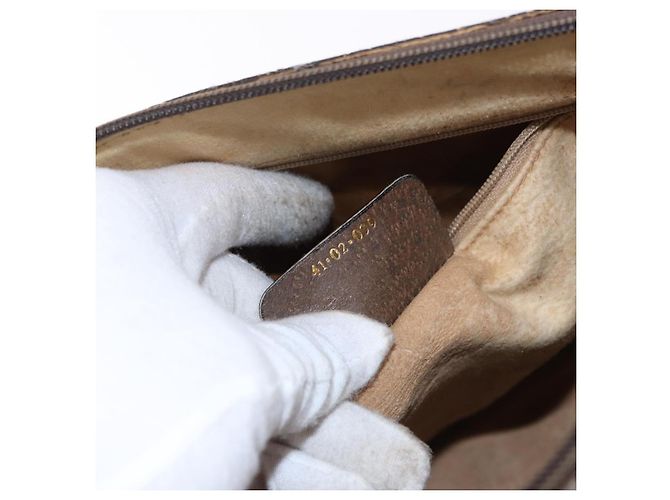 Borsa GUCCI GG Supreme Web Sherry Line PVC Beige Oro 41 02 039 Auth BA14425 D'oro - vista 12