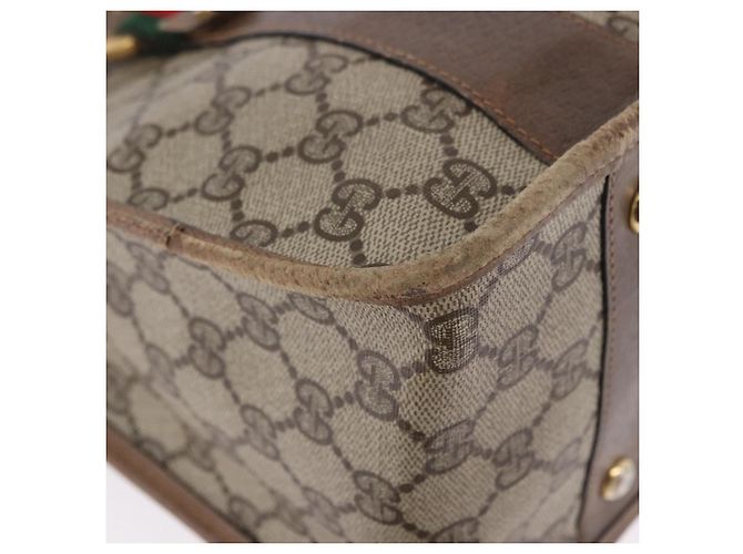 Borsa GUCCI GG Supreme Web Sherry Line PVC Beige Oro 41 02 039 Auth BA14425 D'oro - vista 15
