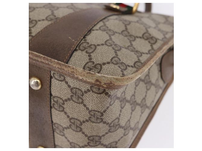 Borsa GUCCI GG Supreme Web Sherry Line PVC Beige Oro 41 02 039 Auth BA14425 D'oro - vista 16