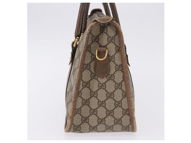 Borsa GUCCI GG Supreme Web Sherry Line PVC Beige Oro 41 02 039 Auth BA14425 D'oro - vista 3