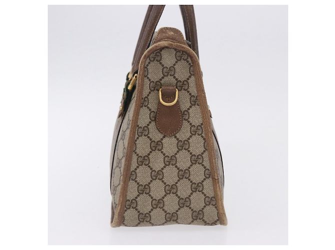 Borsa GUCCI GG Supreme Web Sherry Line PVC Beige Oro 41 02 039 Auth BA14425 D'oro - vista 4