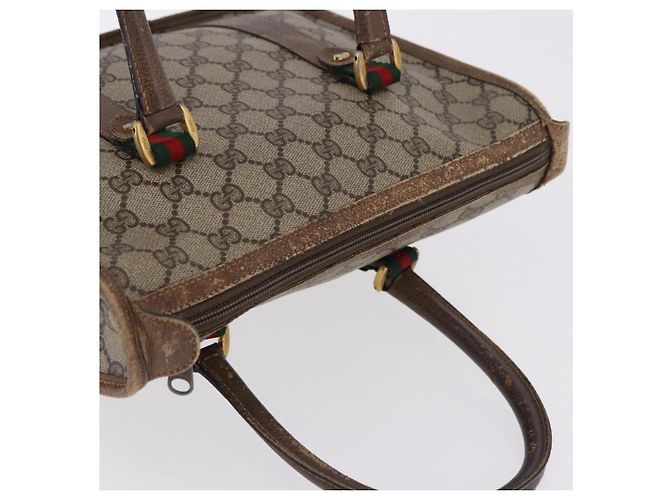 Borsa GUCCI GG Supreme Web Sherry Line PVC Beige Oro 41 02 039 Auth BA14425 D'oro - vista 6