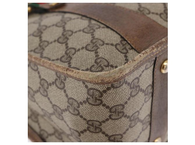 Borsa GUCCI GG Supreme Web Sherry Line PVC Beige Oro 41 02 039 Auth BA14425 D'oro - vista 9