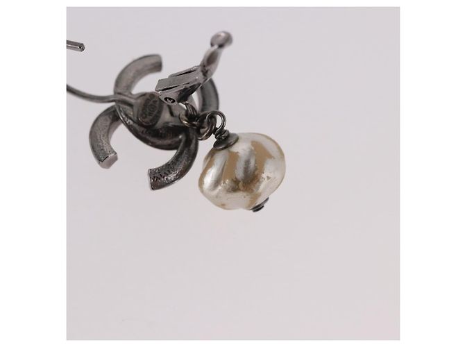 Orecchini CHANEL COCO Mark Pierce Earring metallo Silver CC Auth 189767A Argento - vista 7