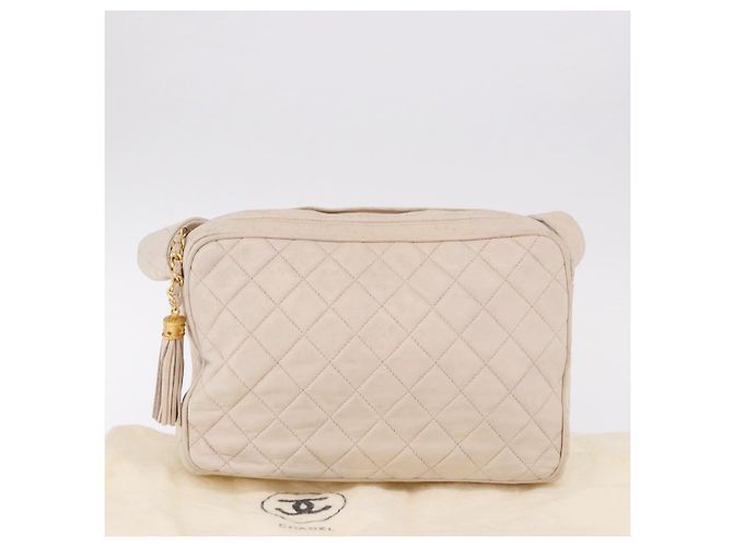 CHANEL Matelasse Shoulder Bag Lamb Skin White Gold CC Auth BA14472 Bianco D'oro - vista 12