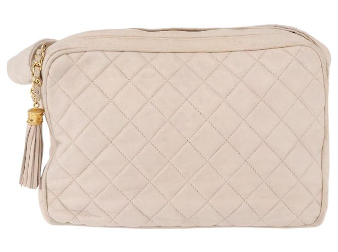 CHANEL Matelasse Shoulder Bag Lamb Skin White Gold CC Auth BA14472 Bianco D'oro - vista 13