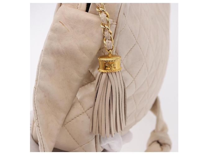 CHANEL Matelasse Shoulder Bag Lamb Skin White Gold CC Auth BA14472 Bianco D'oro - vista 18