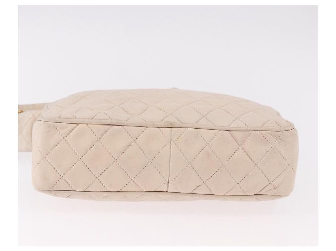 CHANEL Matelasse Shoulder Bag Lamb Skin White Gold CC Auth BA14472 Bianco D'oro - vista 5