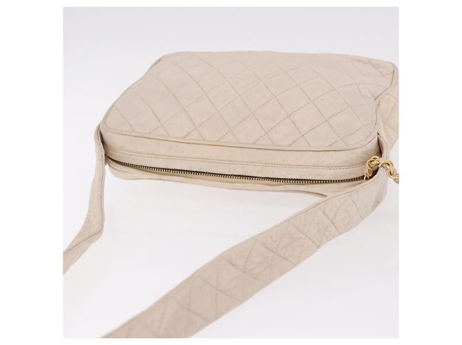 CHANEL Matelasse Shoulder Bag Lamb Skin White Gold CC Auth BA14472 Bianco D'oro - vista 6