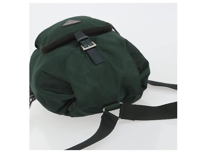 Zaino PRADA Nylon Verde Argento Auth mr2668 - vista 6