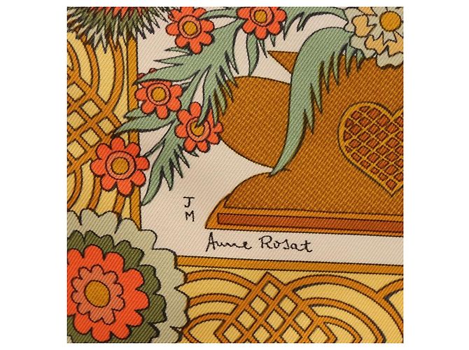Hermès HERMES Carré 90 Schal « Decoupages » Seide Lime Green Auth BA14514M Grün - vista 11