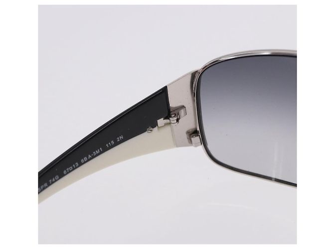 Lunettes de soleil PRADA en plastique White Brown Auth BA14346 Marron Blanc - vue 14