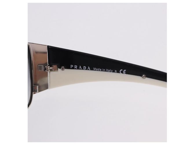 Lunettes de soleil PRADA en plastique White Brown Auth BA14346 Marron Blanc - vue 16