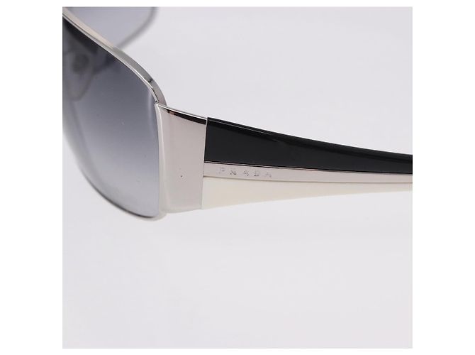 Lunettes de soleil PRADA en plastique White Brown Auth BA14346 Marron Blanc - vue 8