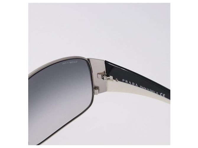 Lunettes de soleil PRADA en plastique White Brown Auth BA14346 Marron Blanc - vue 9