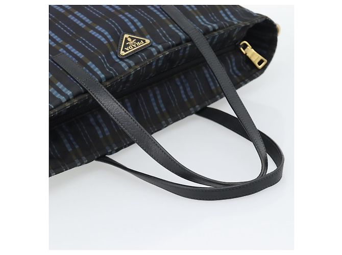 PRADA Tote Bag Nylon Navy Gold Tone Auth 192816A Marineblau - Ansicht 7