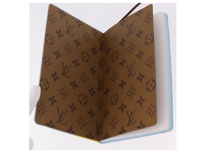 LOUIS VUITTON Notebook MM Jane Note Cover Light Blue GI1119 LV Auth 190665M - view 9