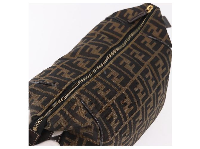 FENDI Zucca Canvas Vanity Hand Bag Brown Gold Auth 191739 Golden - view 10