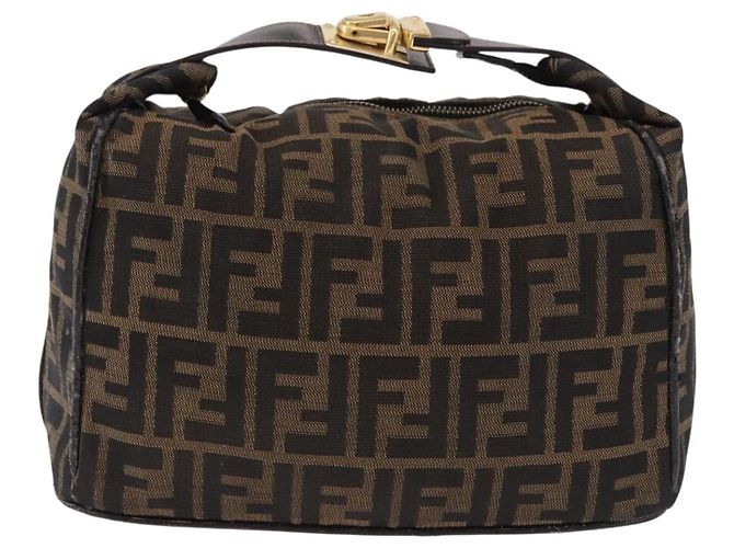FENDI Zucca Canvas Vanity Hand Bag Brown Gold Auth 191739 Golden - view 13