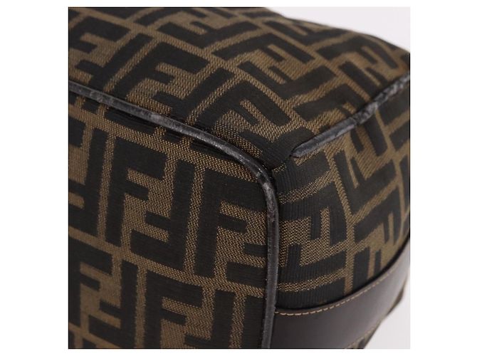 FENDI Zucca Canvas Vanity Hand Bag Brown Gold Auth 191739 Golden - view 14