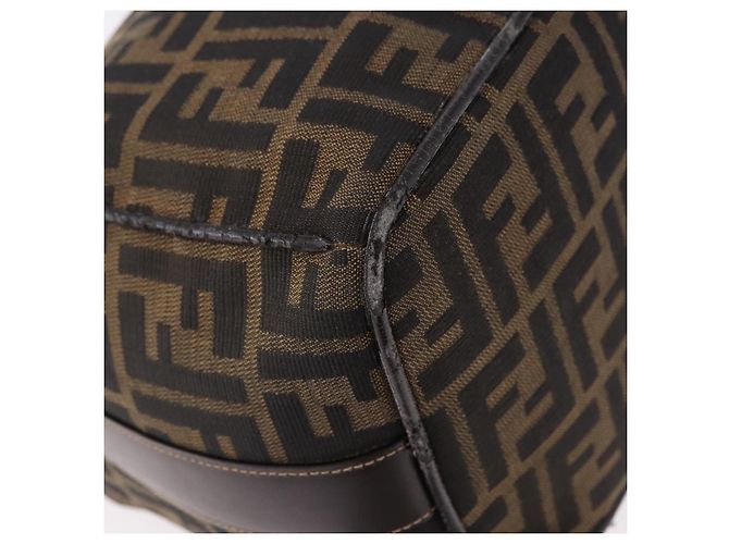 FENDI Zucca Canvas Vanity Hand Bag Brown Gold Auth 191739 Golden - view 15