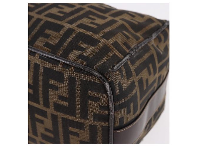 FENDI Zucca Canvas Vanity Hand Bag Brown Gold Auth 191739 Golden - view 16