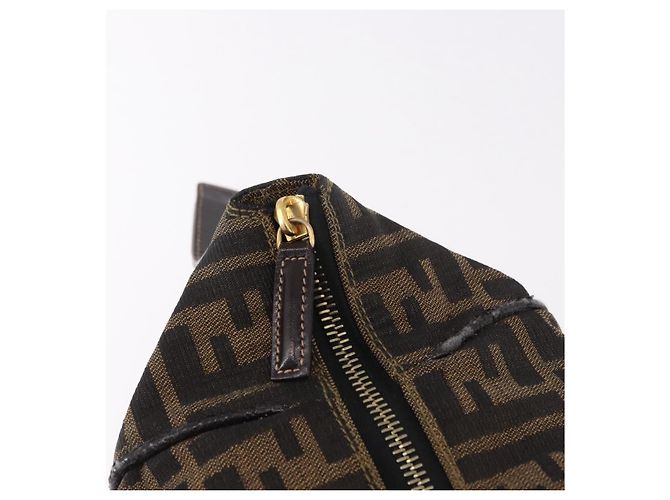 FENDI Zucca Canvas Vanity Hand Bag Brown Gold Auth 191739 Golden - view 18