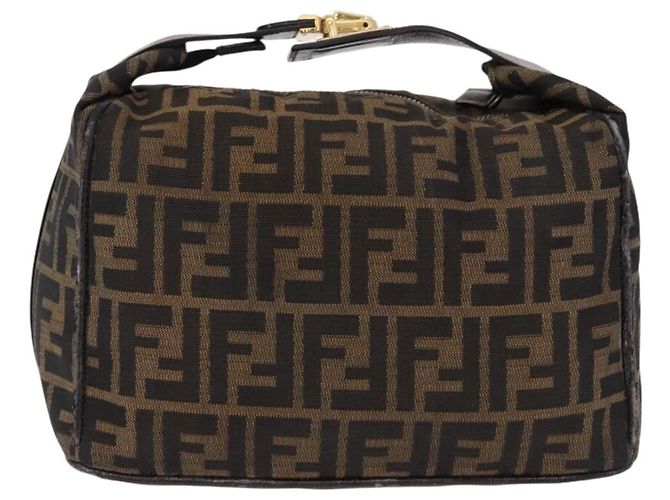 FENDI Zucca Canvas Vanity Hand Bag Brown Gold Auth 191739 Golden - view 2