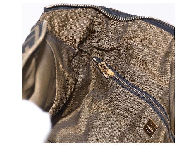 FENDI Zucca Canvas Vanity Hand Bag Brown Gold Auth 191739 Golden - view 22