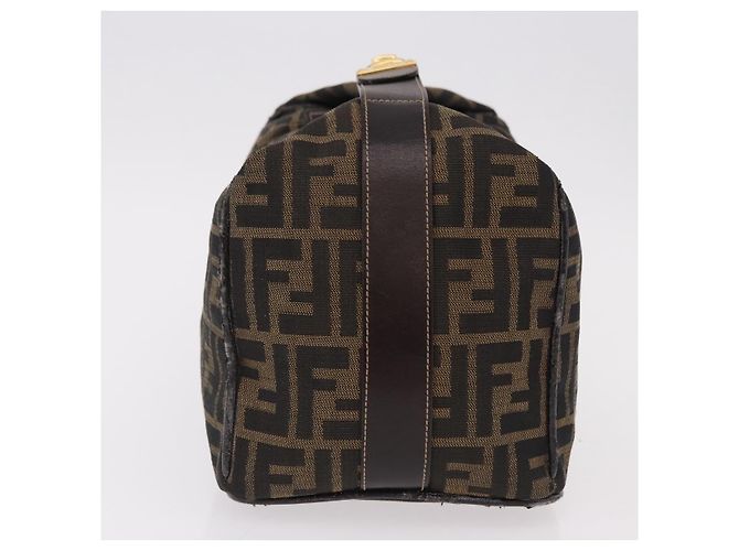 FENDI Zucca Canvas Vanity Hand Bag Brown Gold Auth 191739 Golden - view 3