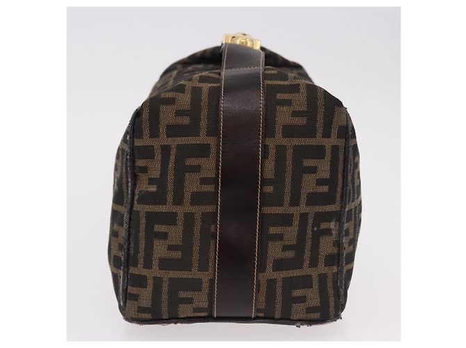 FENDI Zucca Canvas Vanity Hand Bag Brown Gold Auth 191739 Golden - view 4