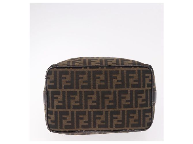 FENDI Zucca Canvas Vanity Hand Bag Brown Gold Auth 191739 Golden - view 5