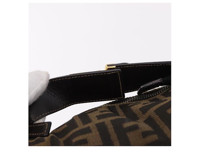FENDI Zucca Canvas Vanity Hand Bag Brown Gold Auth 191739 Golden - view 8