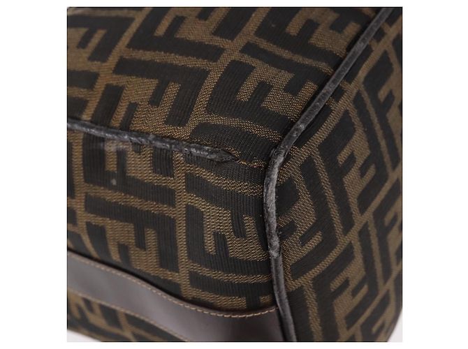 FENDI Zucca Canvas Vanity Hand Bag Brown Gold Auth 191739 Golden - view 9