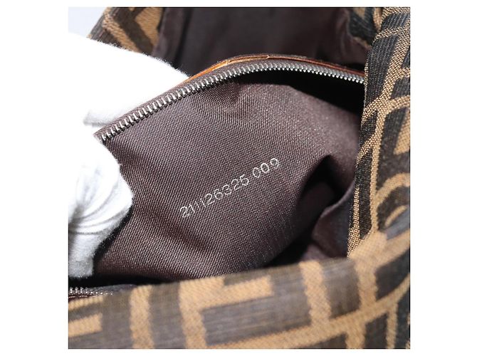 FENDI Zucca Canvas Mamma Baguette Shoulder Bag Marrone Nero Autentico BA14486V - vista 11