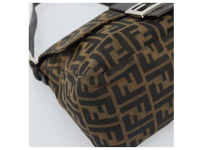 FENDI Zucca Canvas Mamma Baguette Shoulder Bag Marrone Nero Autentico BA14486V - vista 14