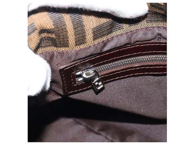 FENDI Zucca Canvas Mamma Baguette Shoulder Bag Marrone Nero Autentico BA14486V - vista 21