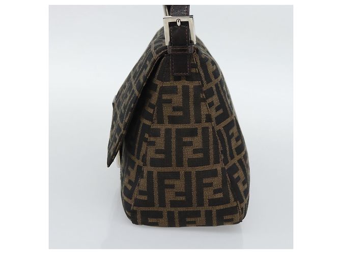 FENDI Zucca Canvas Mamma Baguette Shoulder Bag Marrone Nero Autentico BA14486V - vista 4