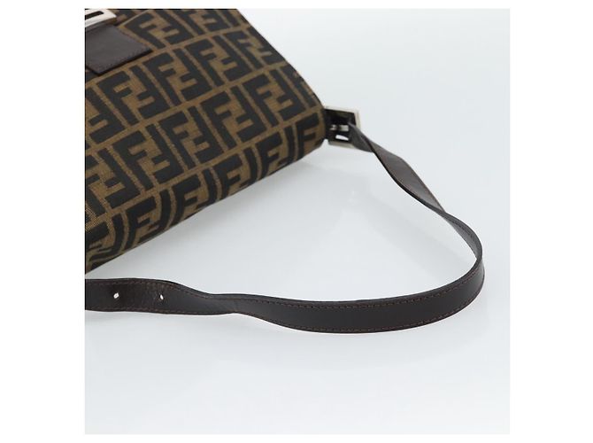 FENDI Zucca Canvas Mamma Baguette Shoulder Bag Marrone Nero Autentico BA14486V - vista 7