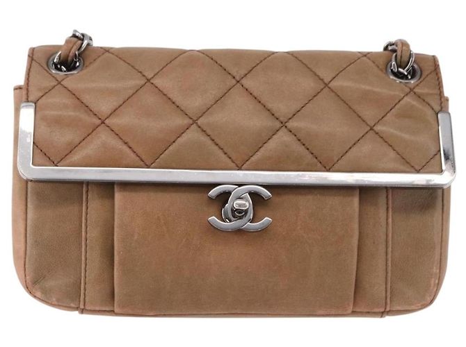 CHANEL Matelasse Chain Handbag Lammleder Braun Silber CC Auth yk20623A - Ansicht 13