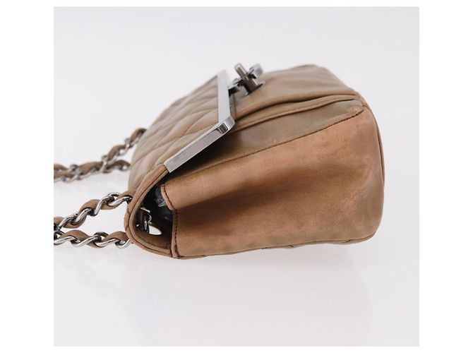 CHANEL Matelasse Chain Handbag Lammleder Braun Silber CC Auth yk20623A - Ansicht 5